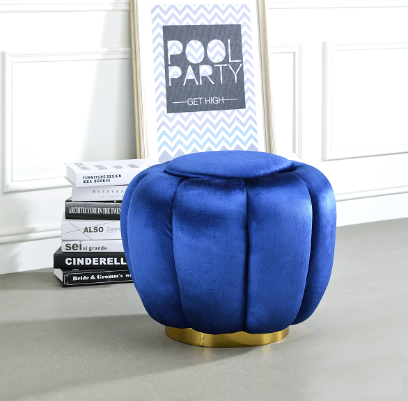 Heiress Sapphire Blue Velvet Ottoman image