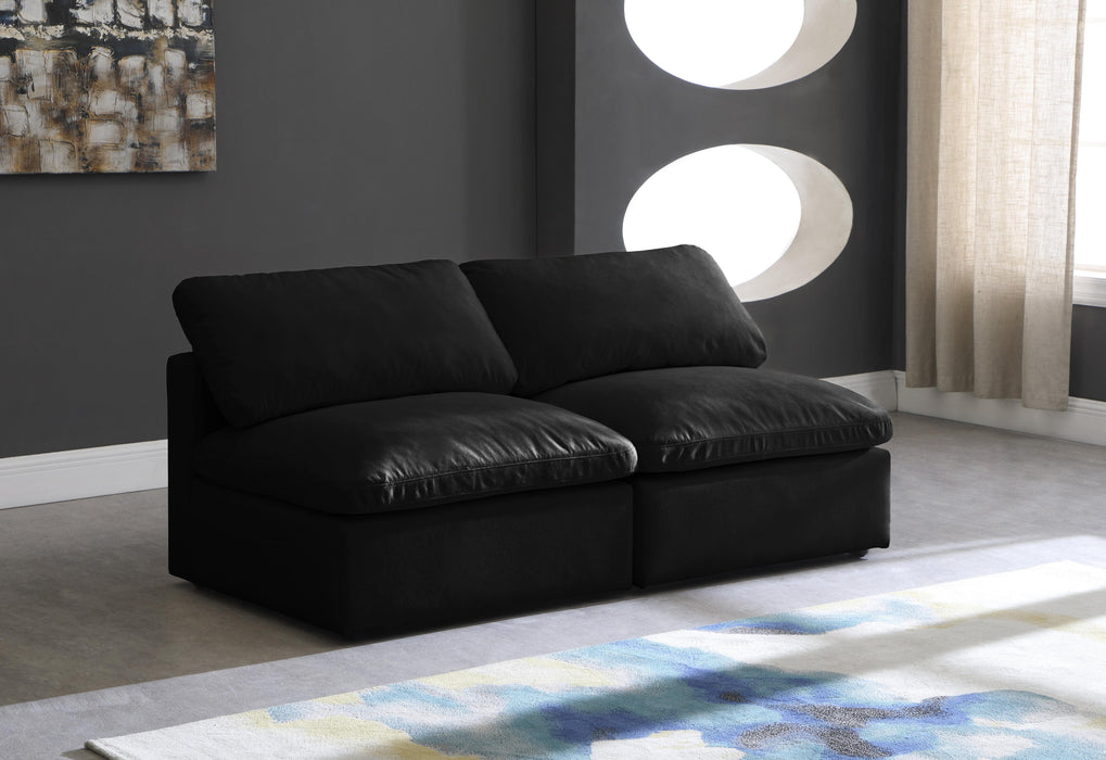 Plush Black Velvet Standard Cloud Modular Sofa