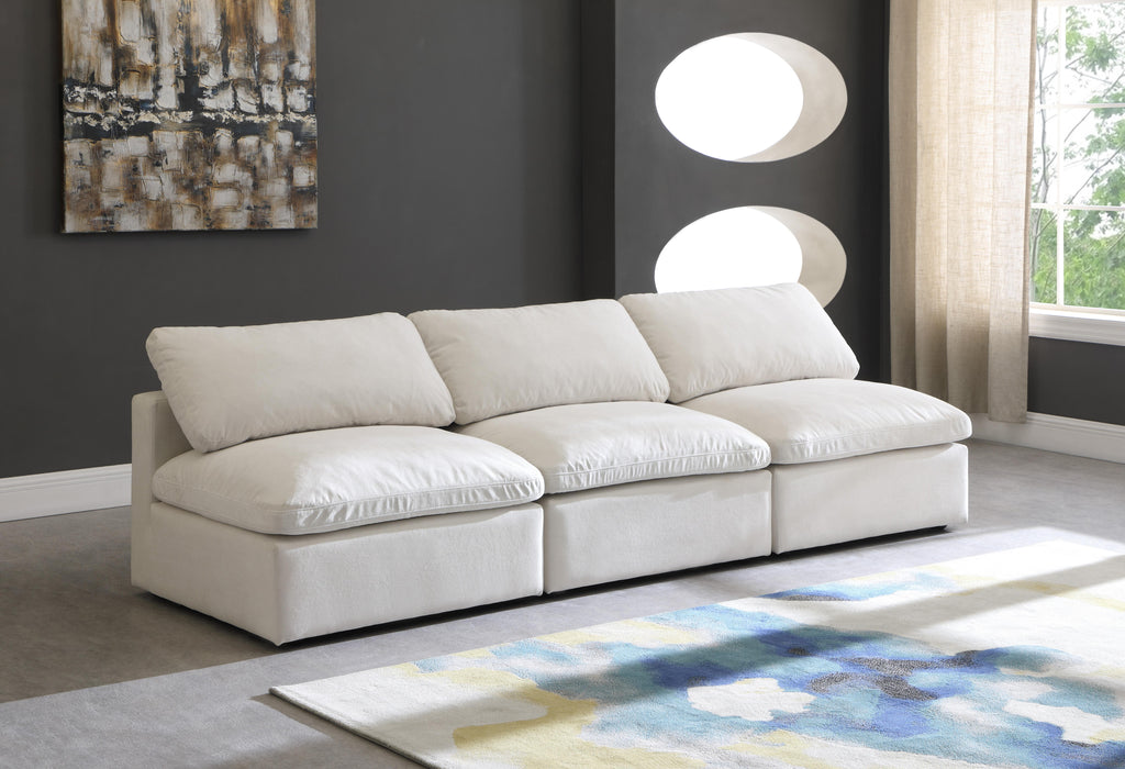 Plush Cream Velvet Standard Cloud Modular Sofa