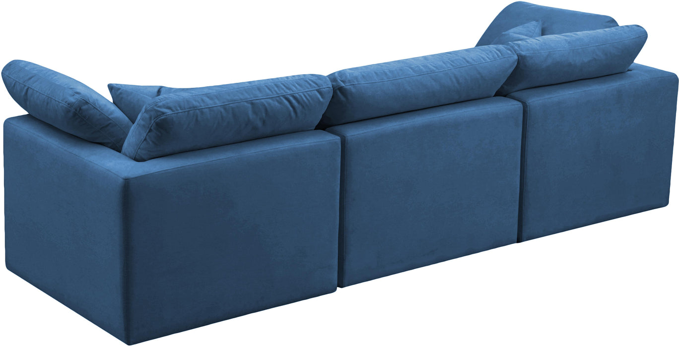 Plush Navy Velvet Standard Cloud Modular Sofa