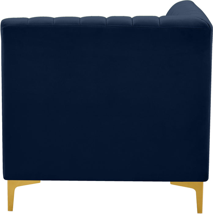 Alina Navy Velvet Corner Chair