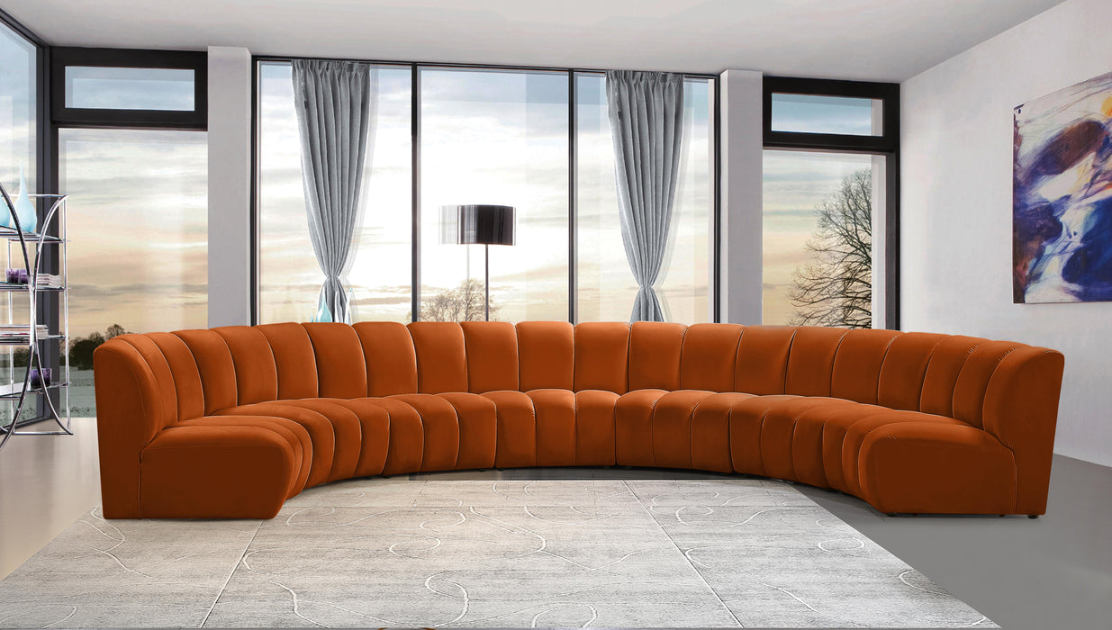 Infinity Cognac Velvet 7pc. Modular Sectional