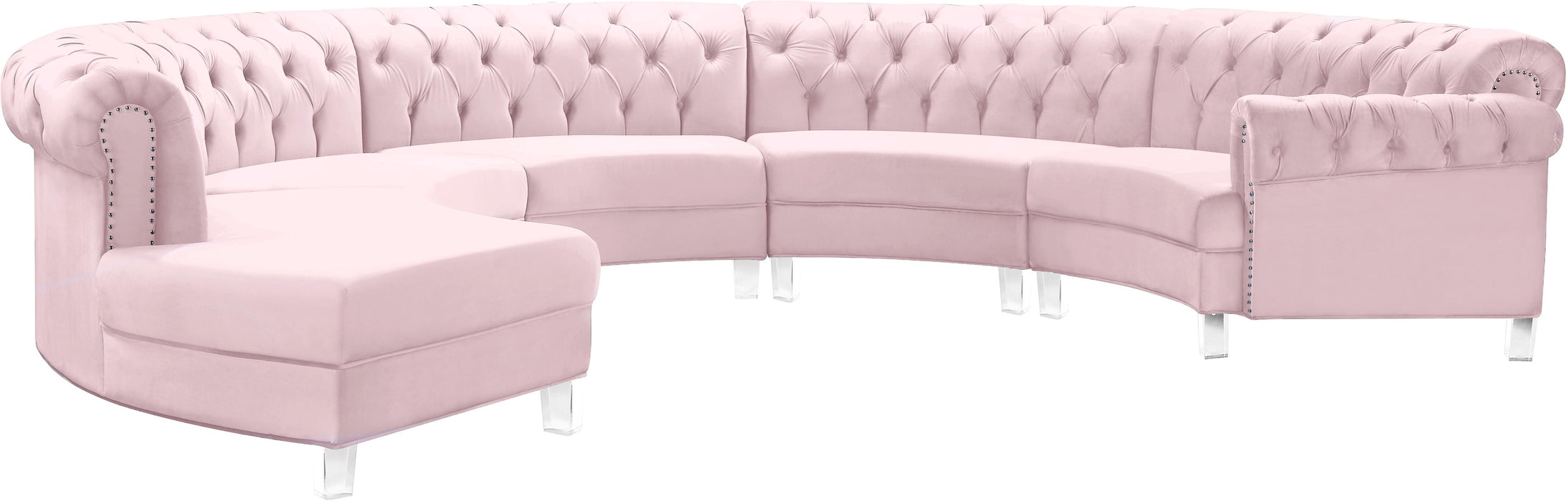 Anabella Pink Velvet 5pc. Sectional