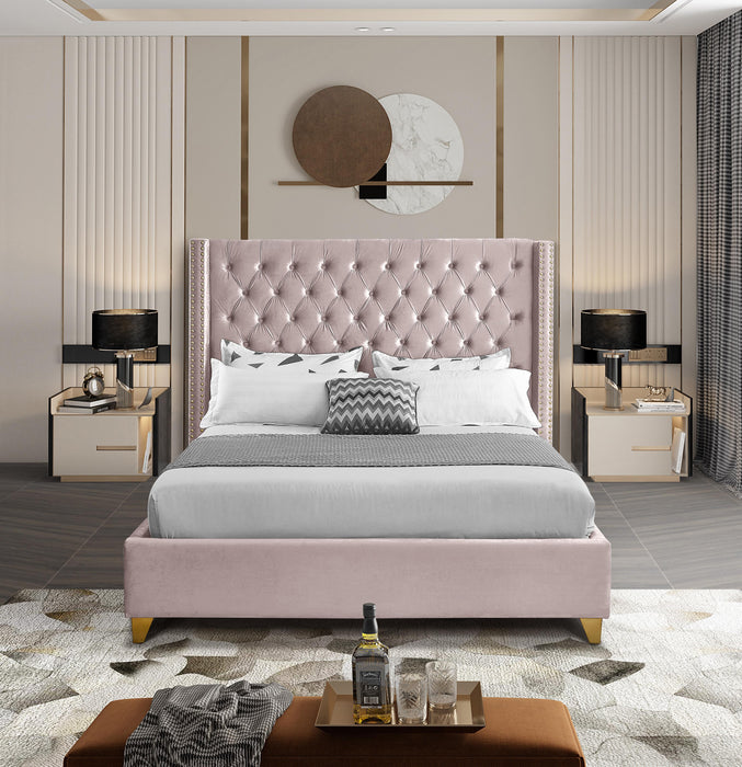 Barolo Pink Velvet King Bed