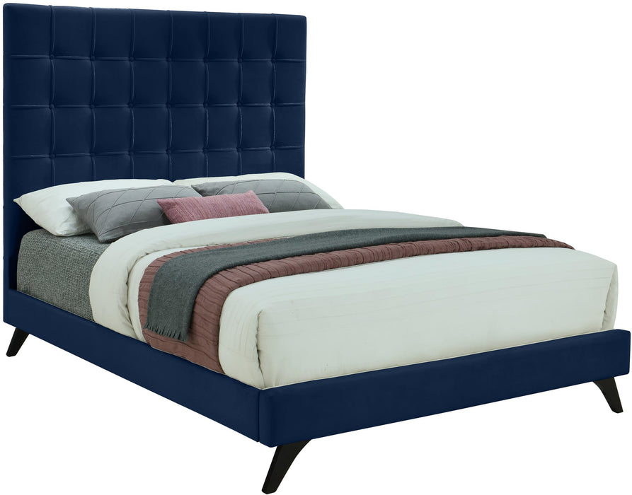 Elly Navy Velvet Queen Bed image