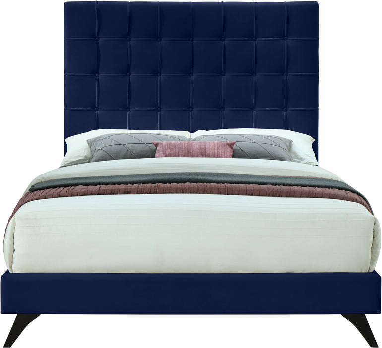 Elly Navy Velvet King Bed