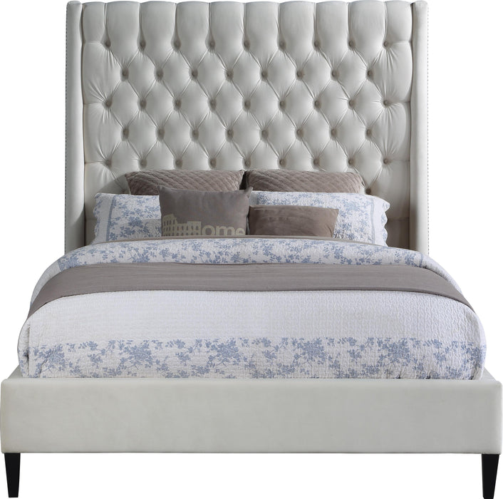 Fritz Cream Velvet Queen Bed