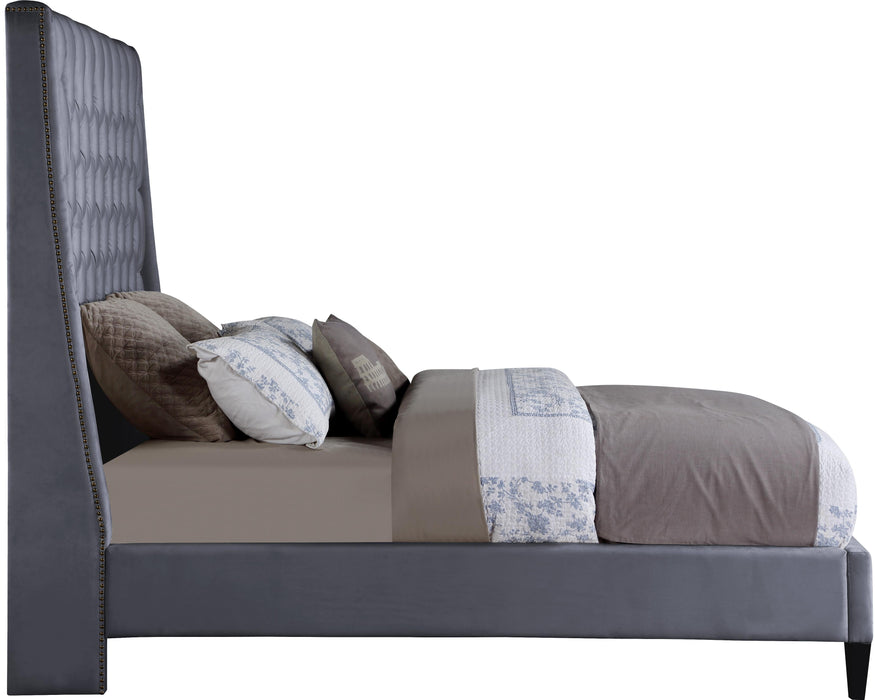 Fritz Grey Velvet King Bed