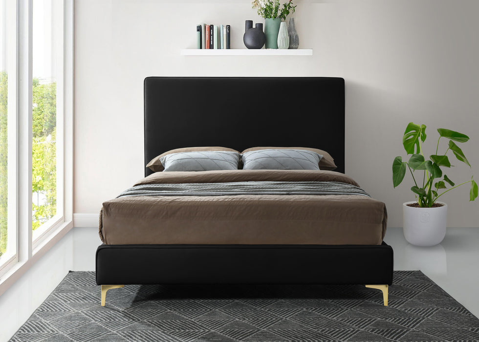 Geri Black Velvet Queen Bed