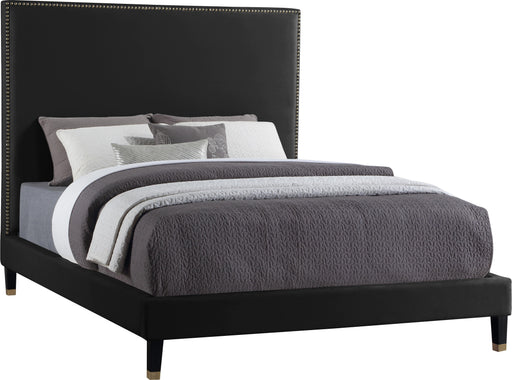 Harlie Black Velvet Queen Bed image