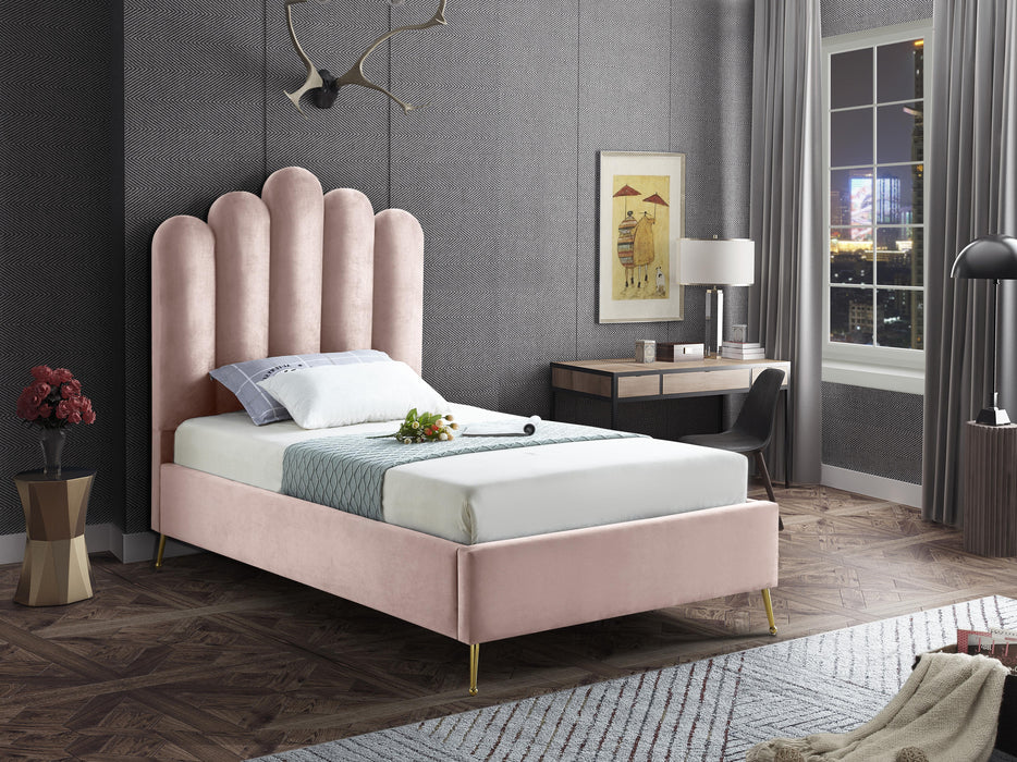 Lily Pink Velvet Twin Bed