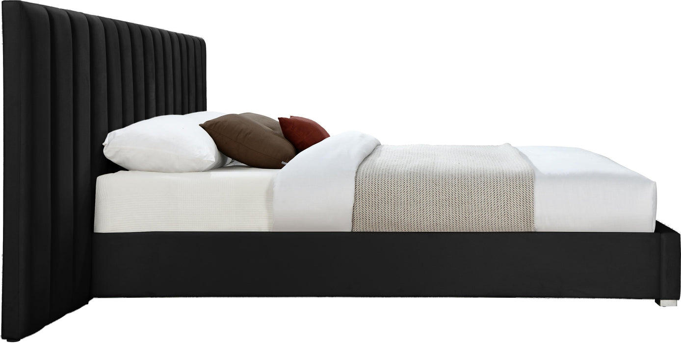 Pablo Black Velvet Queen Bed