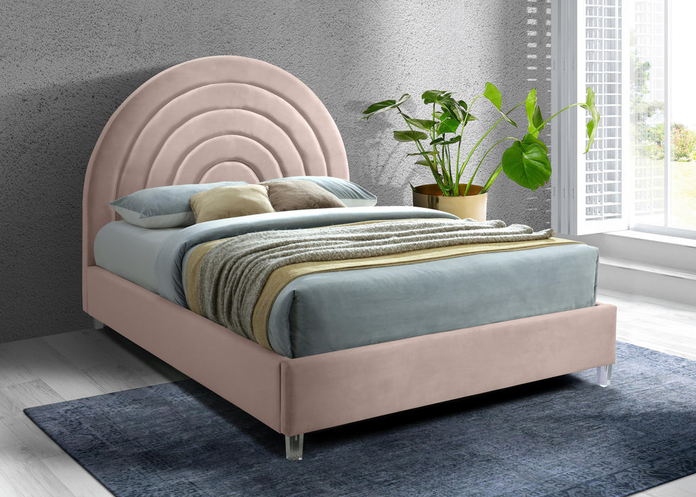 Rainbow Pink Velvet Full Bed